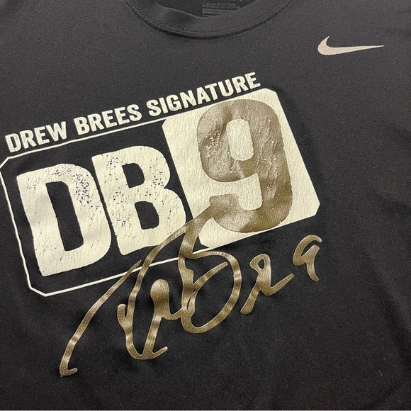 DB9 Drew Brees Signature Men's Nike Black Dri-Fit Activewear T Shirt Size Large - Picture 2 of 4